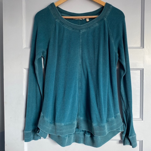 Soft Surroundings Tops - Soft Surroundings L Teal Long Sleeve Soft Ribbed Trimmed